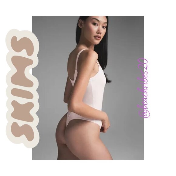 SKIMS Cotton Jersey Scoop Neck Bodysuit Barley Pink Medium NWT - Picture 2 of 3